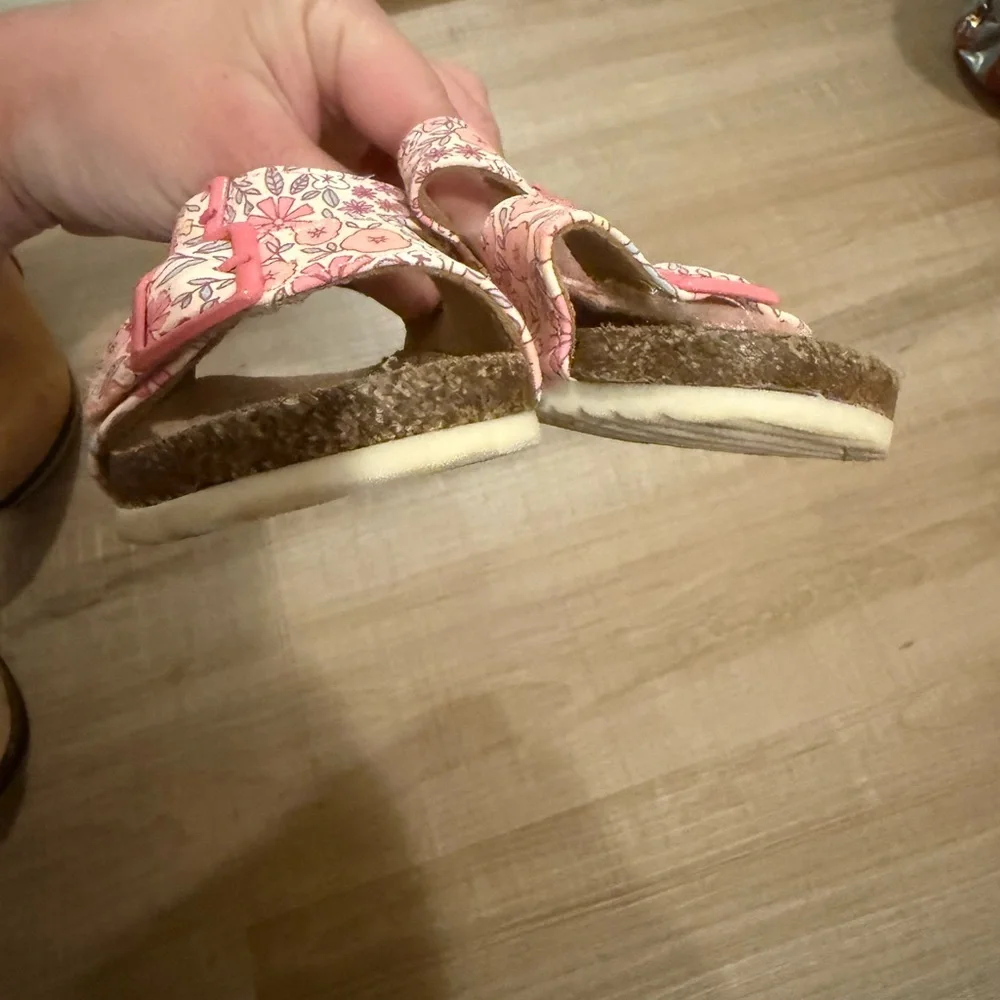 Cat & Jack Toddler Reagan Glitter Footbed Sandals Pink Floral 5T